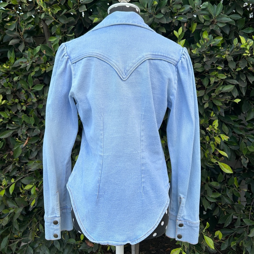 Sky Light Blue Denim Jacket Women Size 4 - Picture 4 of 9